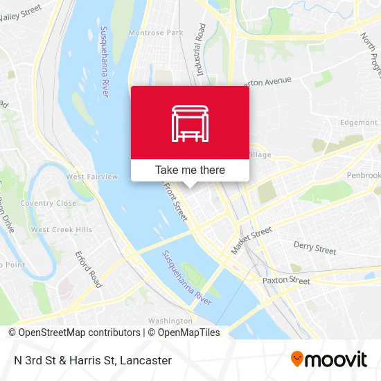 N 3rd St & Harris St map