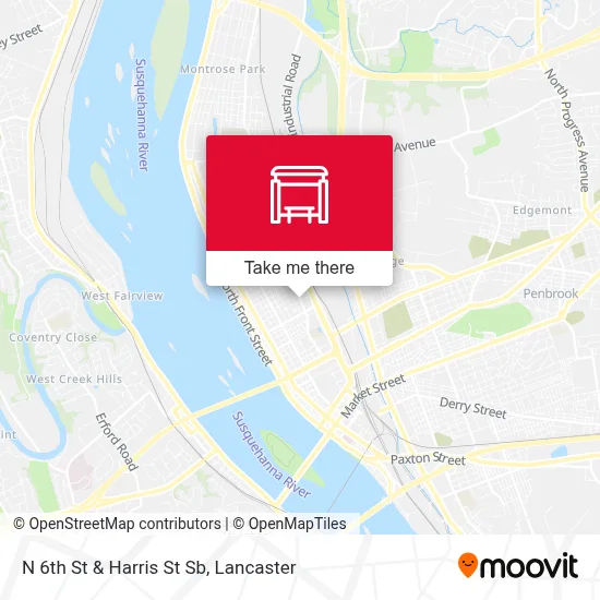 N 6th St & Harris St Sb map