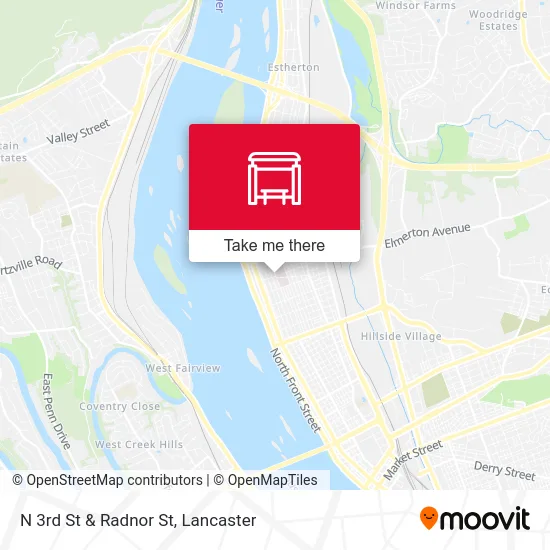 N 3rd St & Radnor St map