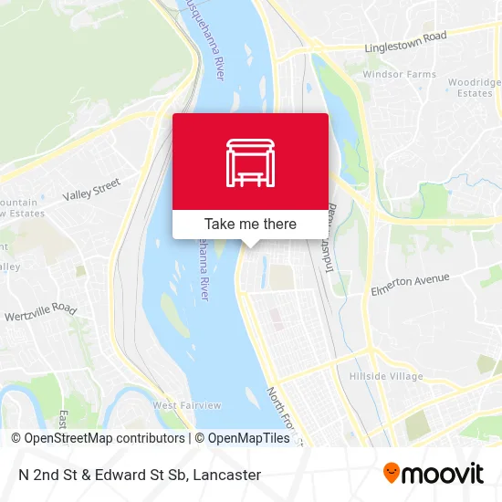 N 2nd St & Edward St Sb map
