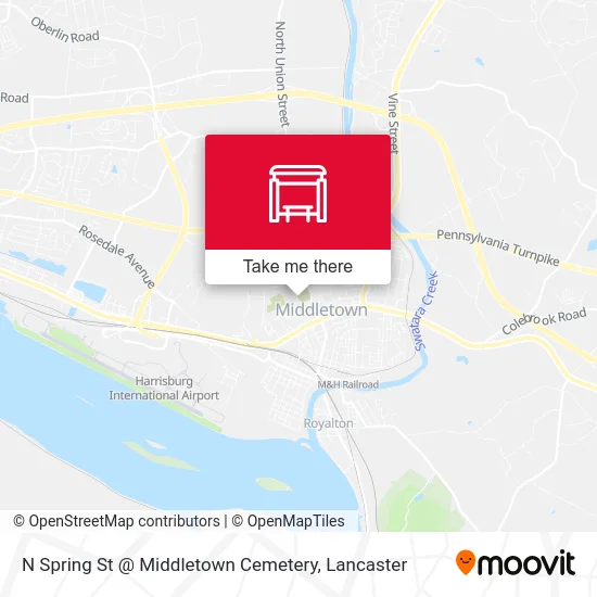 N Spring St @ Middletown Cemetery map