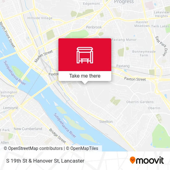S 19th St & Hanover St map