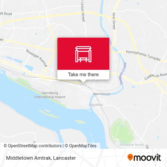 Middletown Amtrak map