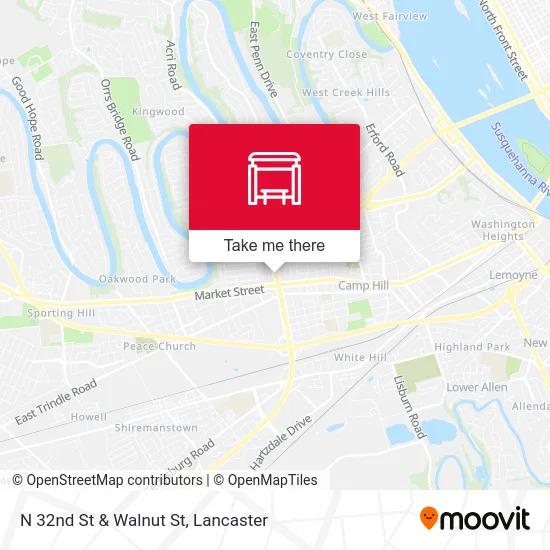 N 32nd St & Walnut St map