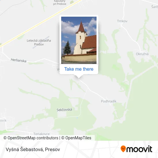 Vyšná Šebastová map