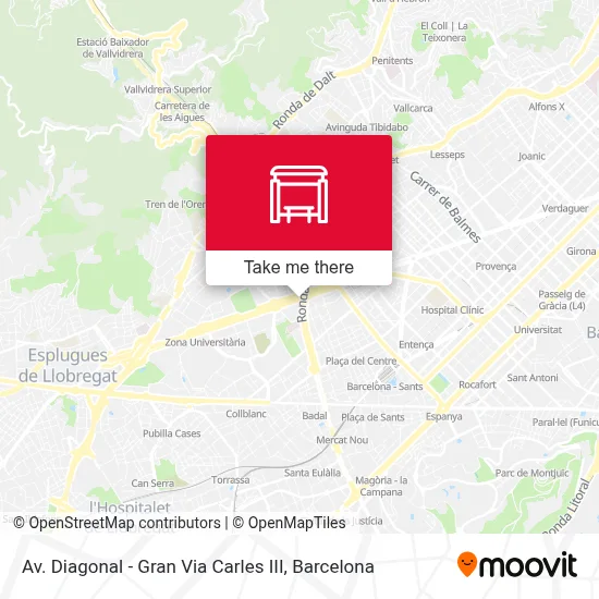 Av. Diagonal - Gran Via Carles III map