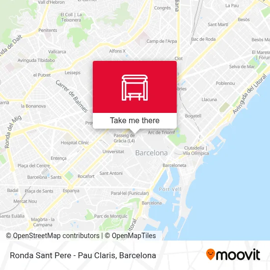 Ronda Sant Pere - Pau Claris map