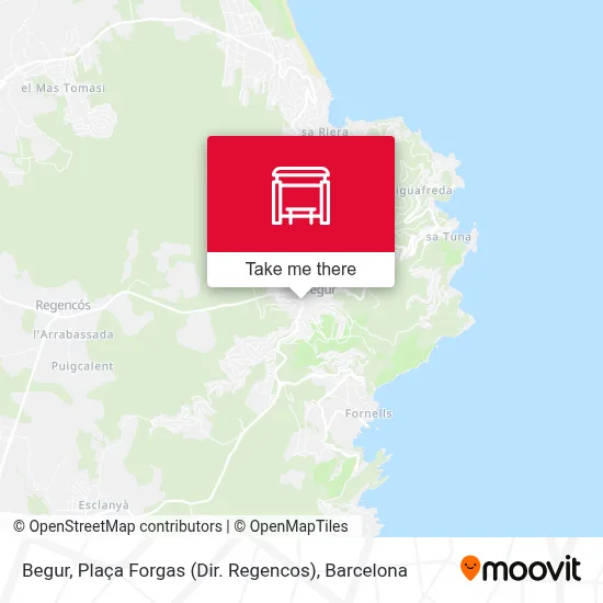 mapa Begur, Plaça Forgas (Dir. Regencos)