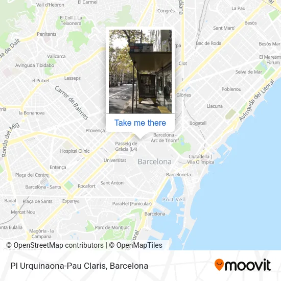 Pl Urquinaona-Pau Claris map