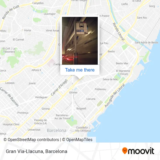 Gran Via-Llacuna map