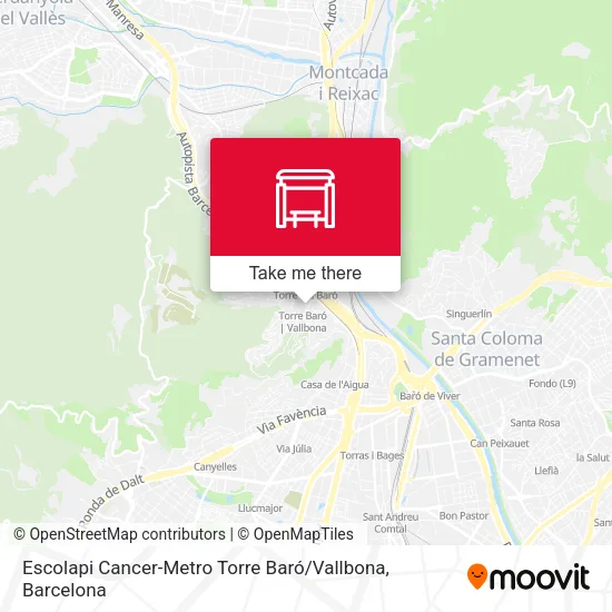 mapa Escolapi Cancer-Metro Torre Baró / Vallbona