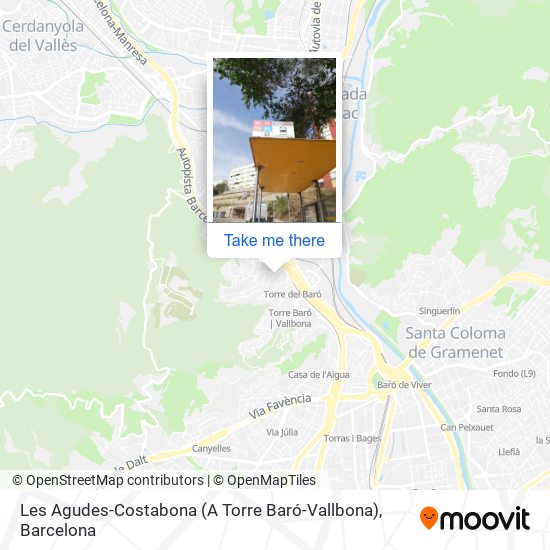 Les Agudes-Costabona (A Torre Baró-Vallbona) map