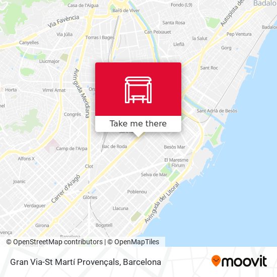 Gran Via-St Martí Provençals map