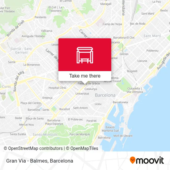 Gran Via - Balmes map