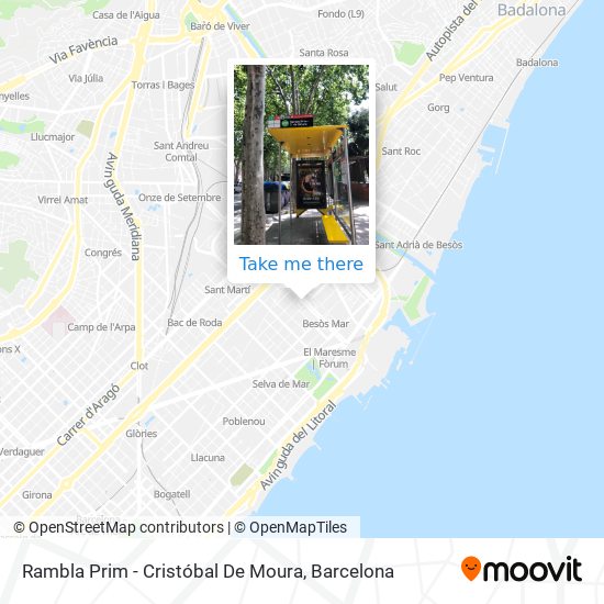 Rambla Prim - Cristóbal De Moura map