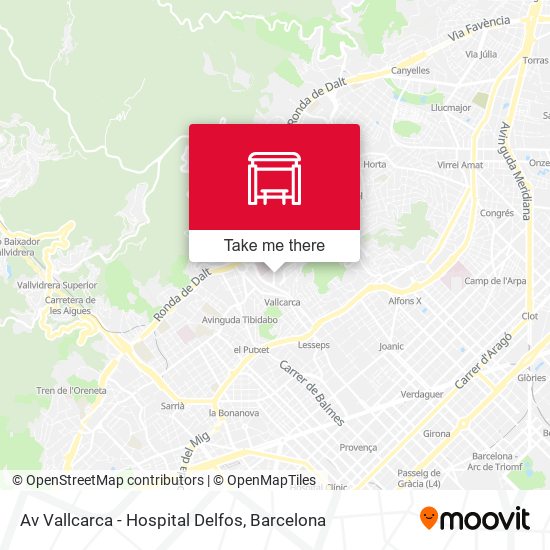 Av Vallcarca - Hospital Delfos map