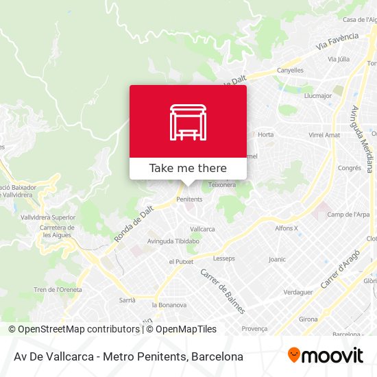 Av De Vallcarca - Metro Penitents map