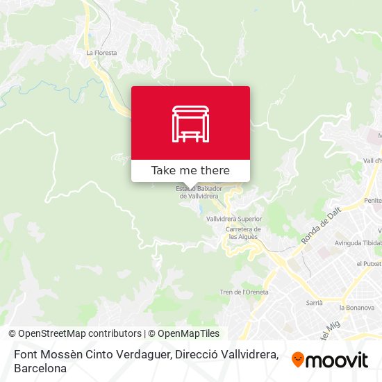 Font Mossèn Cinto Verdaguer, Direcció Vallvidrera map
