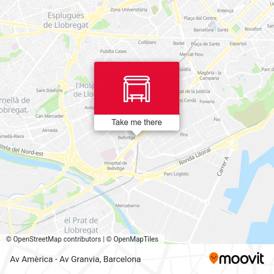 Av Amèrica - Av Granvia map