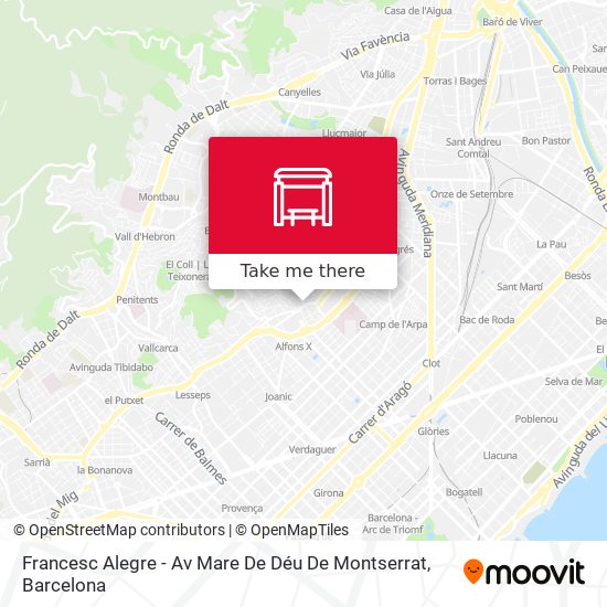 mapa Francesc Alegre - Av Mare De Déu De Montserrat