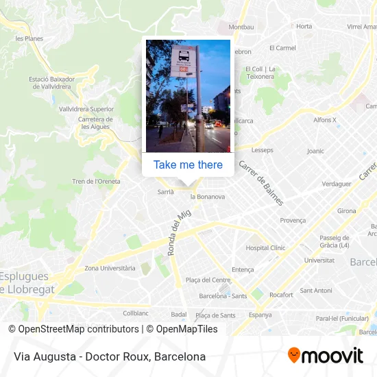 Via Augusta - Doctor Roux map