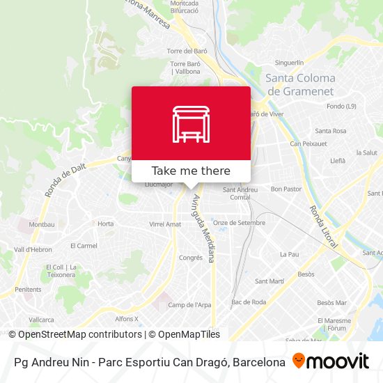 Pg Andreu Nin - Parc Esportiu Can Dragó map