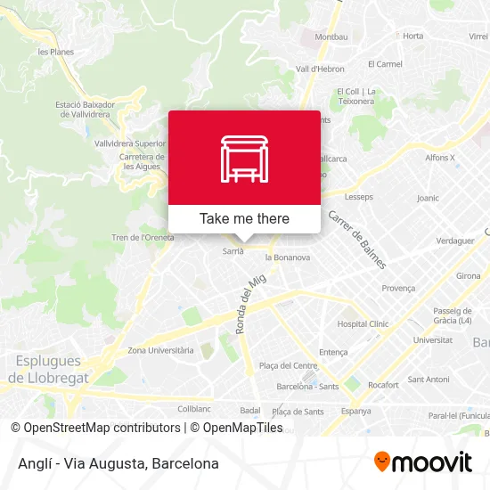 Anglí - Via Augusta map
