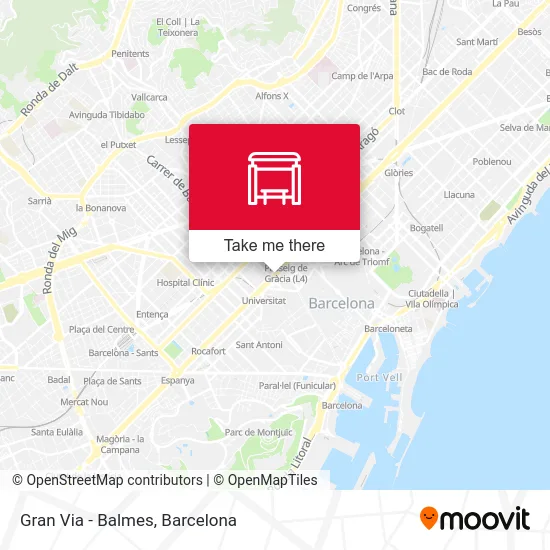 Gran Via - Balmes map