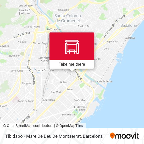 Tibidabo - Mare De Déu De Montserrat map