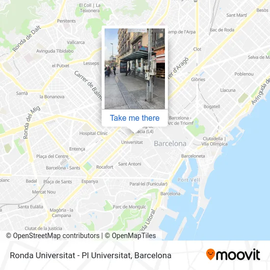 Ronda Universitat - Pl Universitat map