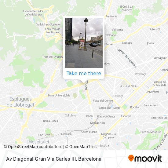Av Diagonal-Gran Via Carles III map