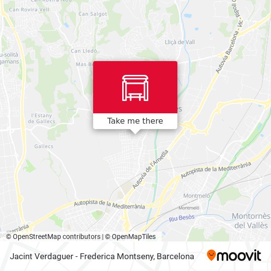 Jacint Verdaguer - Frederica Montseny map