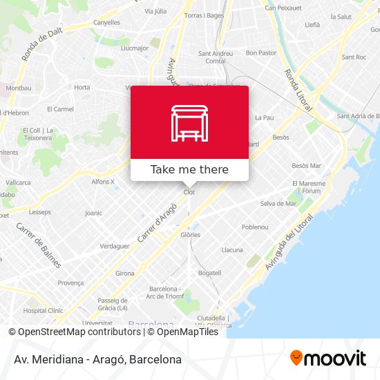 mapa Av. Meridiana - Aragó