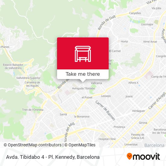 Avda. Tibidabo 4 - Pl. Kennedy map