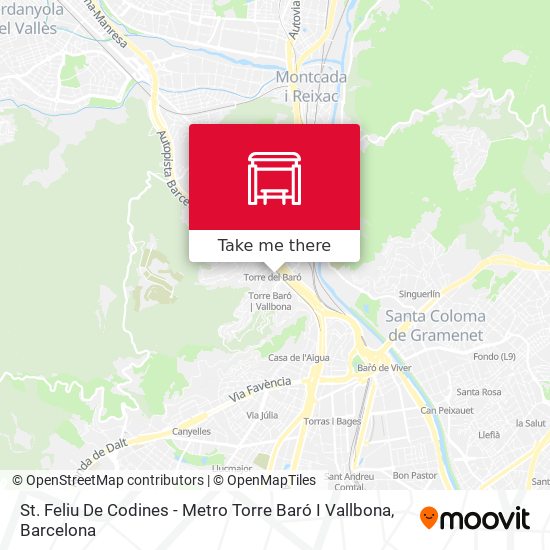 St. Feliu De Codines - Metro Torre Baró I Vallbona map