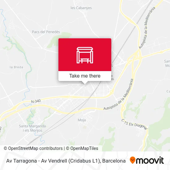Av Tarragona - Av Vendrell (Cridabus L1) map