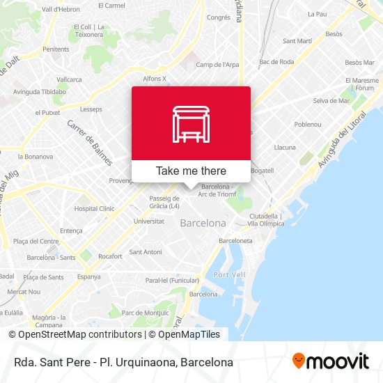 Rda. Sant Pere - Pl. Urquinaona map