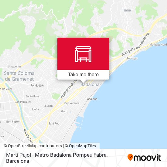 Martí Pujol - Metro Badalona Pompeu Fabra map
