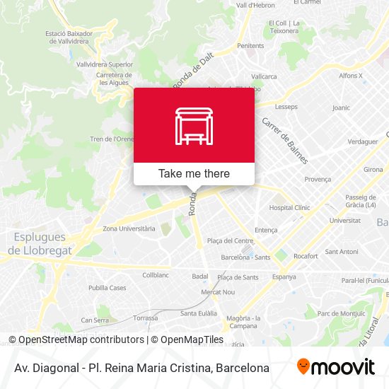 mapa Av. Diagonal - Pl. Reina Maria Cristina