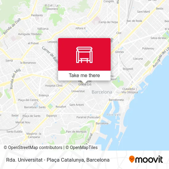 Rda. Universitat - Plaça Catalunya map