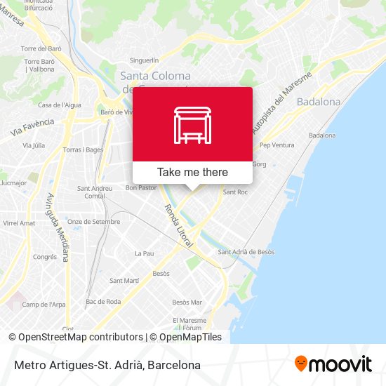 Metro Artigues-St. Adrià map