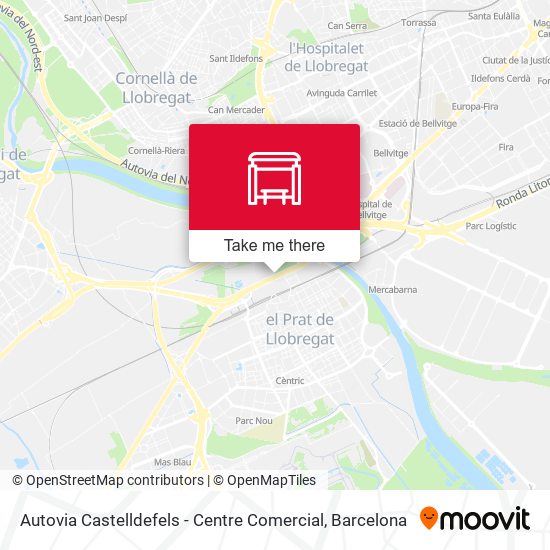 mapa Autovia Castelldefels - Centre Comercial