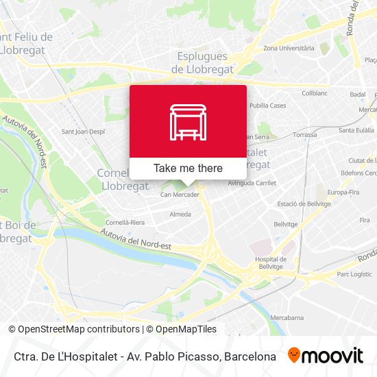 Ctra. De L'Hospitalet - Av. Pablo Picasso map