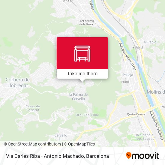 Via Carles Riba - Antonio Machado map