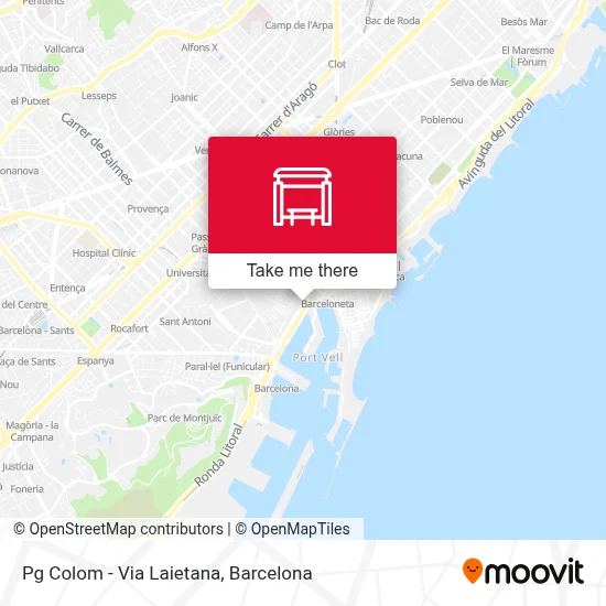 Pg Colom - Via Laietana map