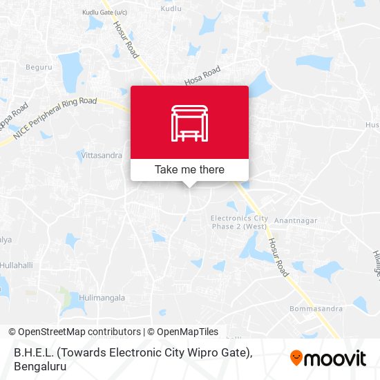 B.H.E.L. (Towards Electronic City Wipro Gate) map