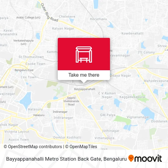 Bayyappanahalli Metro Station  Back Gate map