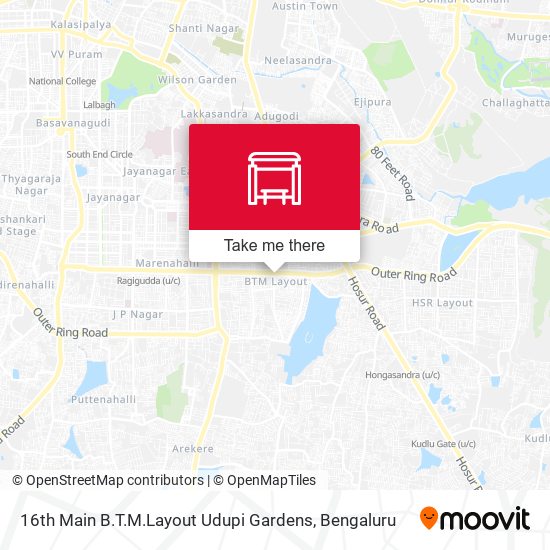 16th Main B.T.M.Layout Udupi Gardens map