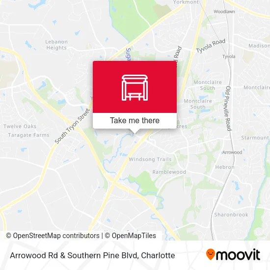 Arrowood Rd & Southern Pine Blvd map