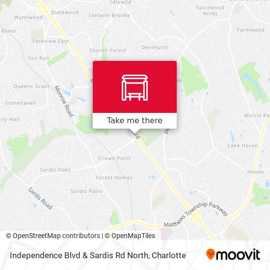 Independence Blvd & Sardis Rd North map